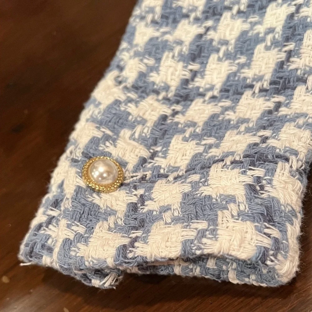 ZARA Houndstooth Tweed Oversized Jacket with Pearlized Buttons (Size XS) - Picture 5 of 11